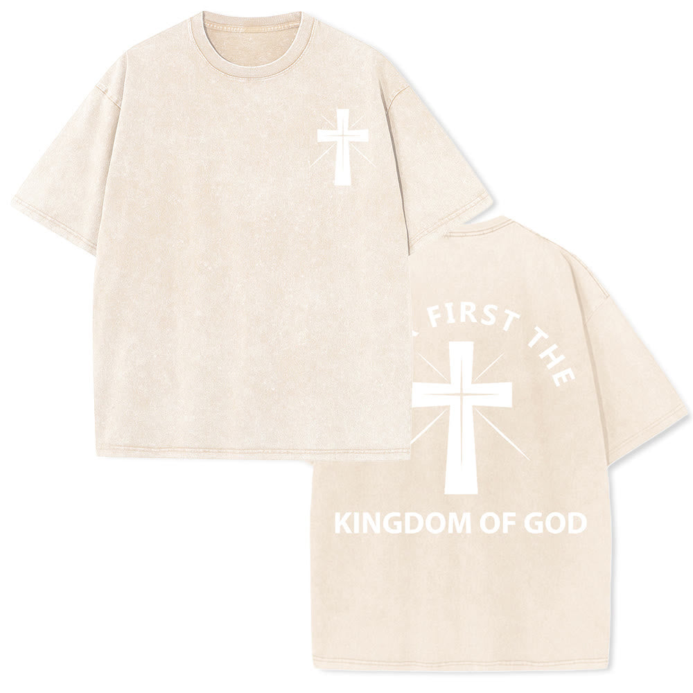 Christianartworkshop T-shirt unisexe délavé « Cherchez d'abord le royaume de Dieu » - Abricot - 5XL - image 12