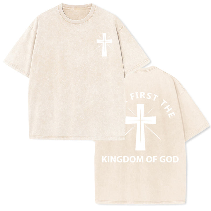 Christianartworkshop T-shirt unisexe délavé « Cherchez d'abord le royaume de Dieu » - Abricot - 5XL - image 12