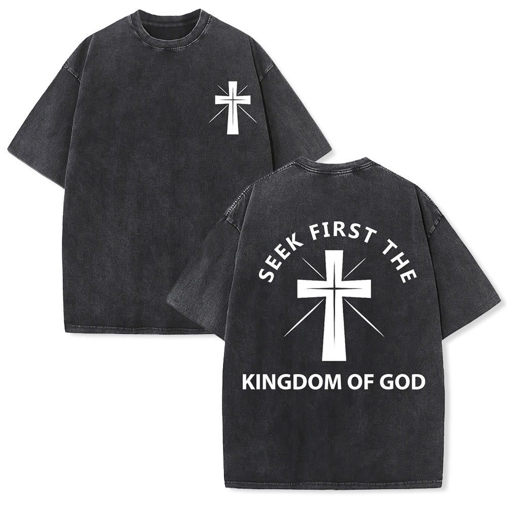 Christianartworkshop T-shirt unisexe délavé « Cherchez d'abord le royaume de Dieu » - Noir - 5XL - image 0