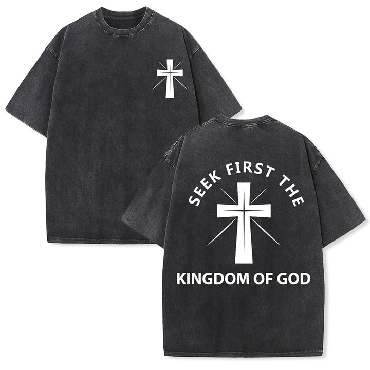 Christianartworkshop T-shirt unisexe délavé « Cherchez d'abord le royaume de Dieu » - Noir - 5XL - image 0