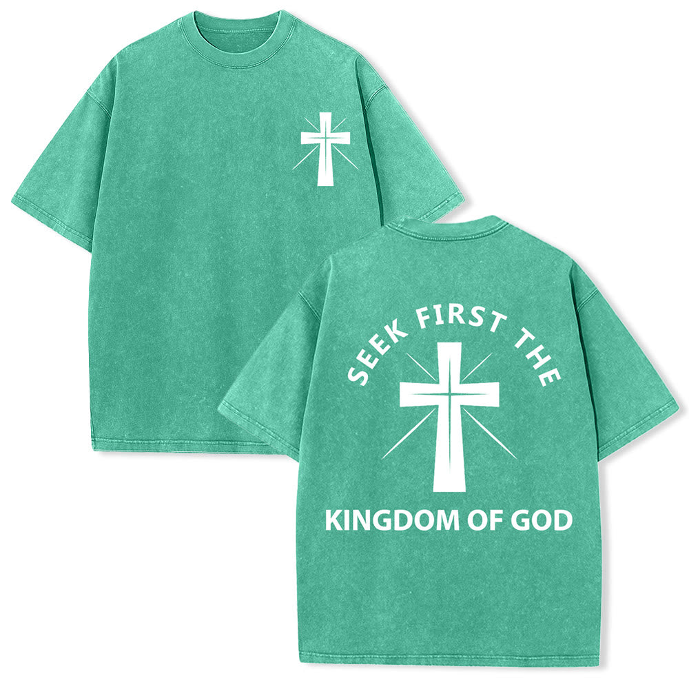 Christianartworkshop T-shirt unisexe délavé « Cherchez d'abord le royaume de Dieu » - Vert - 5XL - image 6