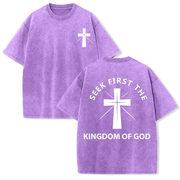 Christianartworkshop T-shirt unisexe délavé « Cherchez d'abord le royaume de Dieu » - Violet - 5XL - image 21