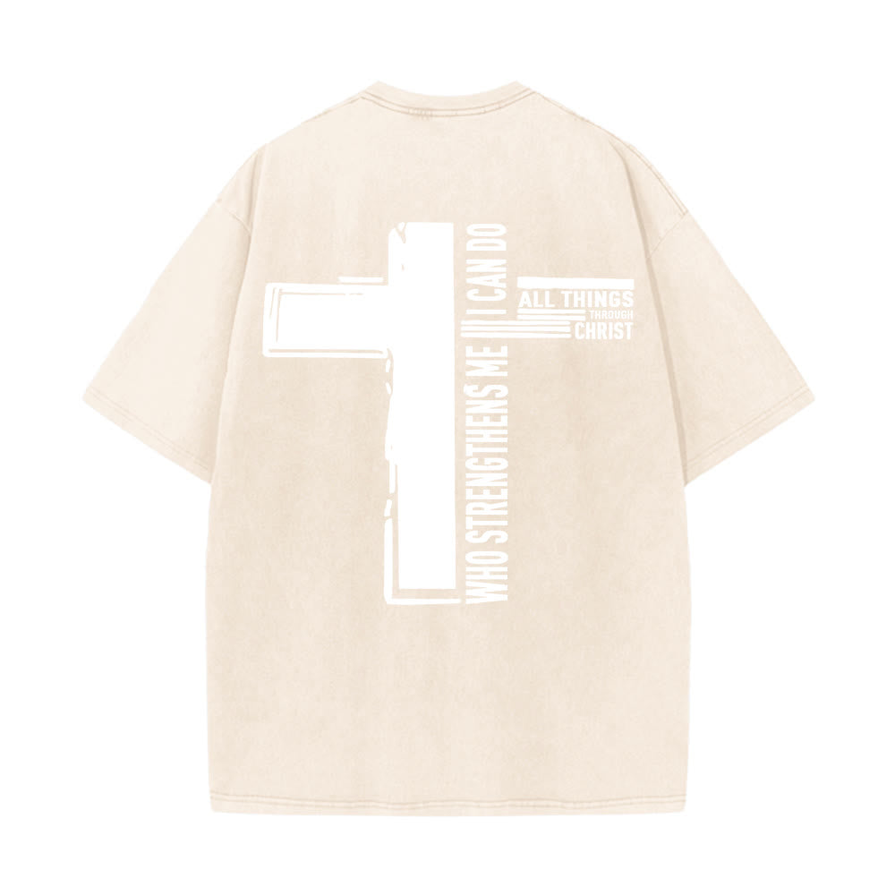 Christianartworkshop Dieu est bon Philippiens 4:13 T-shirt unisexe délavé avec croix - image 16