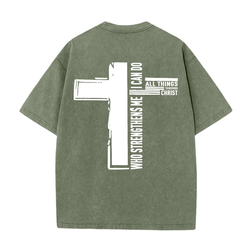 Christianartworkshop Dieu est bon Philippiens 4:13 T-shirt unisexe délavé avec croix - image 10