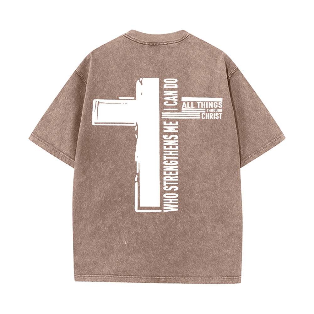 Christianartworkshop Dieu est bon Philippiens 4:13 T-shirt unisexe délavé avec croix - image 13