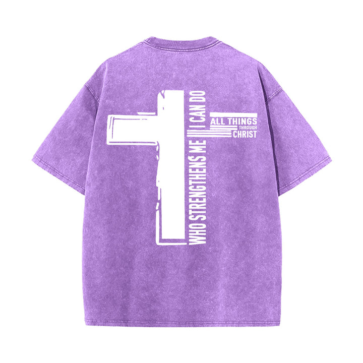 Christianartworkshop Dieu est bon Philippiens 4:13 T-shirt unisexe délavé avec croix - image 22