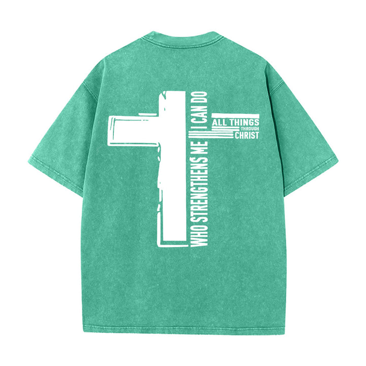 Christianartworkshop Dieu est bon Philippiens 4:13 T-shirt unisexe délavé avec croix - image 8