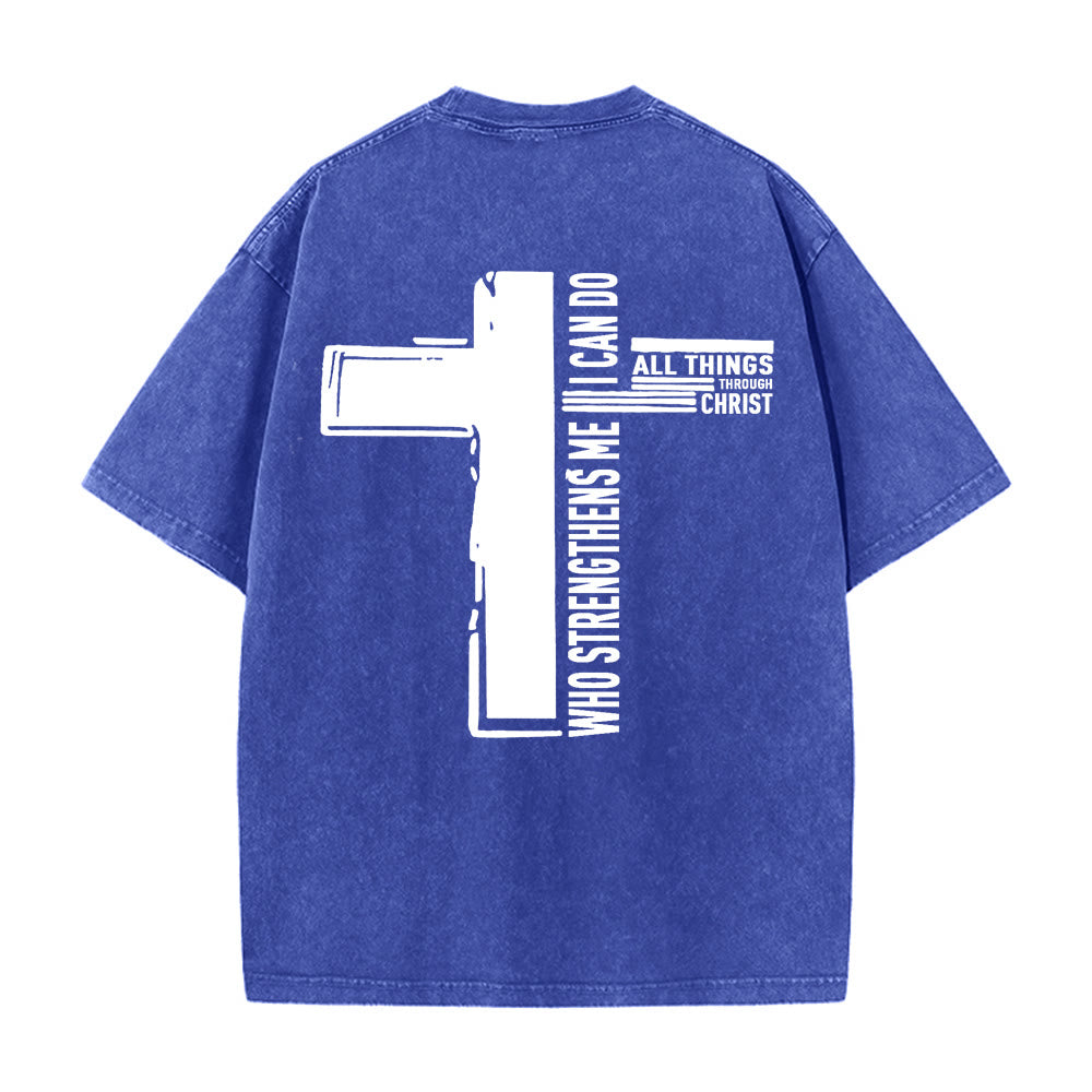 Christianartworkshop Dieu est bon Philippiens 4:13 T-shirt unisexe délavé avec croix - image 19