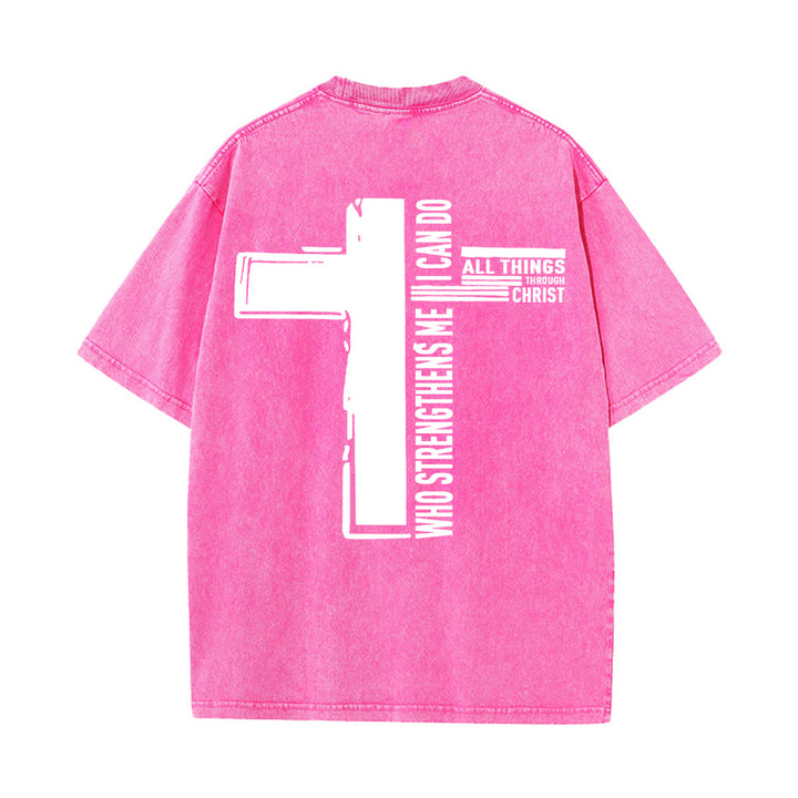Christianartworkshop Dieu est bon Philippiens 4:13 T-shirt unisexe délavé avec croix - image 25
