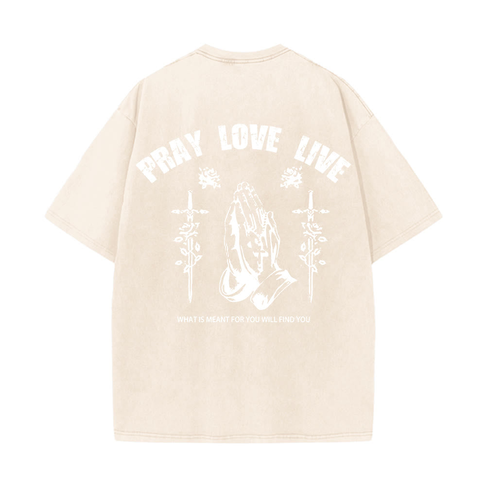 Christianartworkshop T-shirt unisexe lavé « Si Dieu le veut, priez, aimez, vivez » - image 19