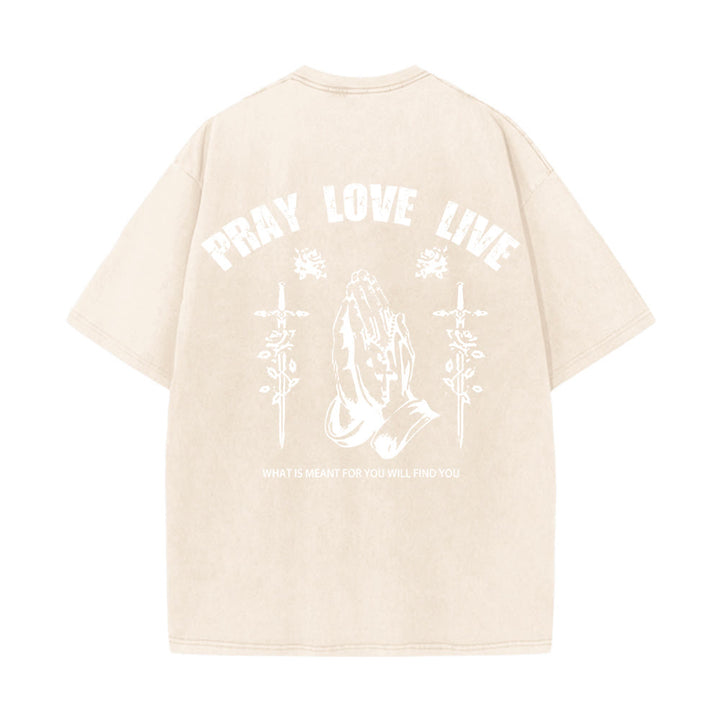Christianartworkshop T-shirt unisexe lavé « Si Dieu le veut, priez, aimez, vivez » - image 19