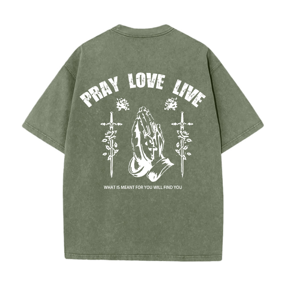 Christianartworkshop T-shirt unisexe lavé « Si Dieu le veut, priez, aimez, vivez » - image 13