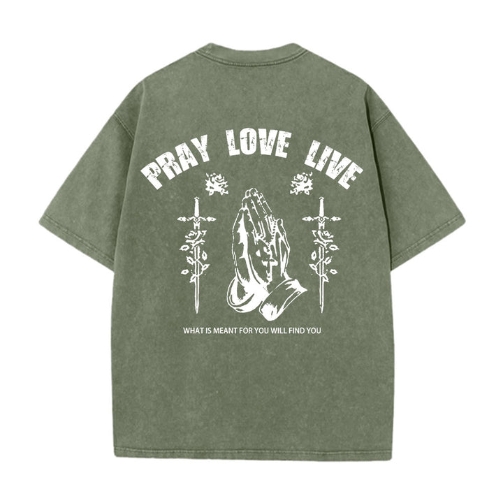 Christianartworkshop T-shirt unisexe lavé « Si Dieu le veut, priez, aimez, vivez » - image 13