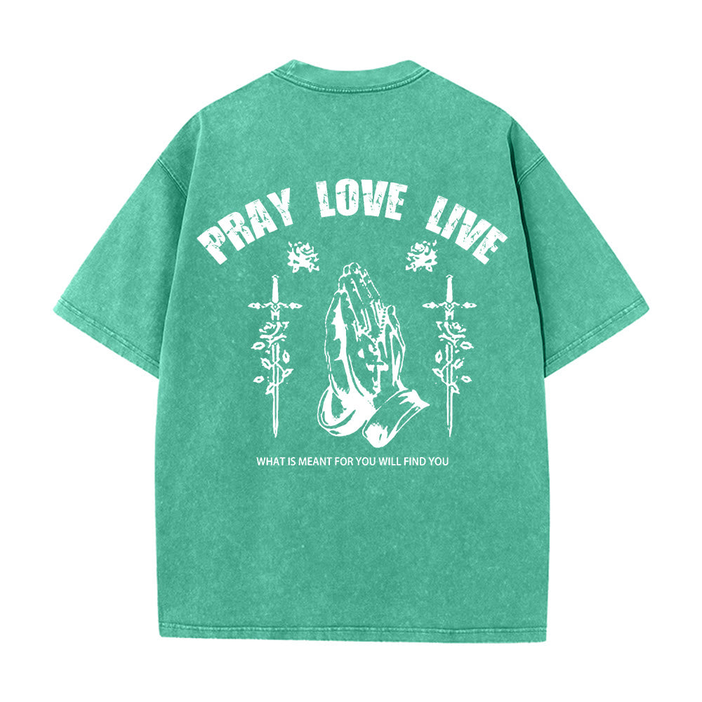 Christianartworkshop T-shirt unisexe lavé « Si Dieu le veut, priez, aimez, vivez » - image 10