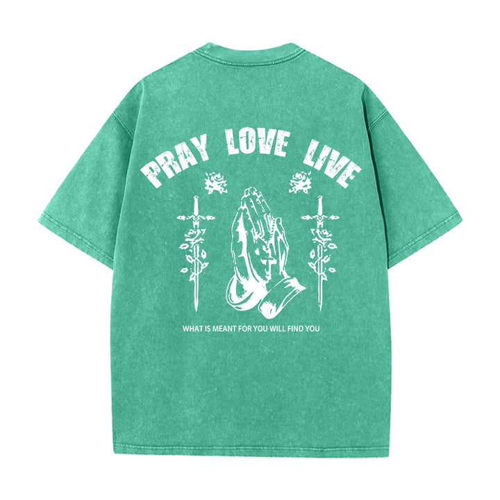 Christianartworkshop T-shirt unisexe lavé « Si Dieu le veut, priez, aimez, vivez » - image 10