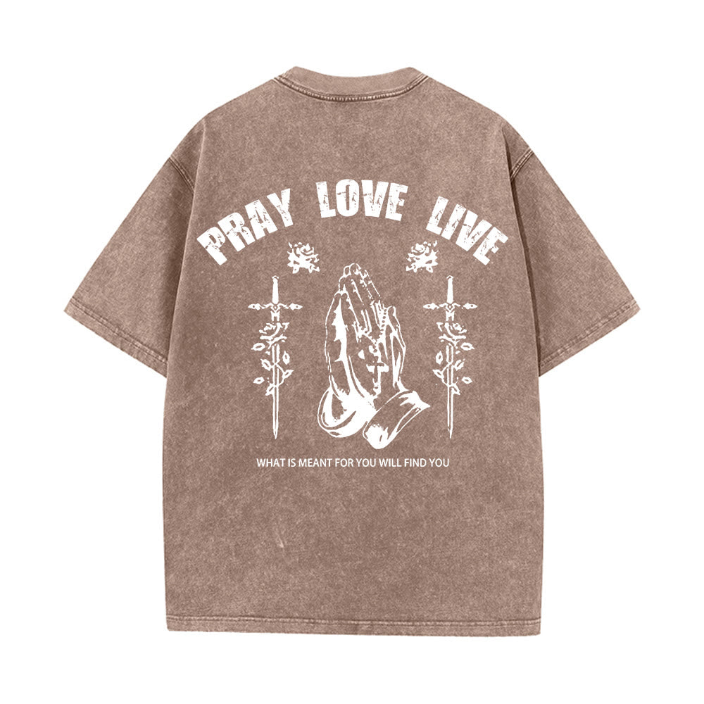 Christianartworkshop T-shirt unisexe lavé « Si Dieu le veut, priez, aimez, vivez » - image 16