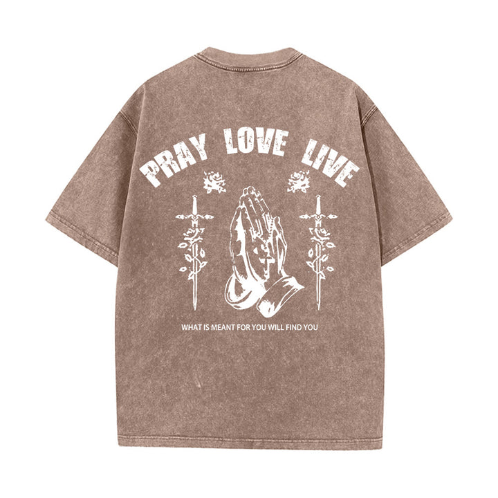 Christianartworkshop T-shirt unisexe lavé « Si Dieu le veut, priez, aimez, vivez » - image 16