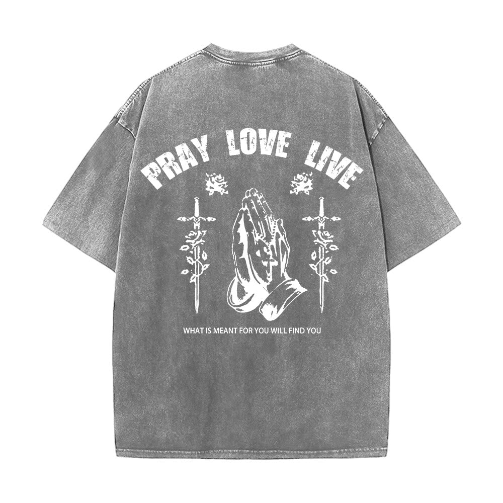Christianartworkshop T-shirt unisexe lavé « Si Dieu le veut, priez, aimez, vivez » - image 7