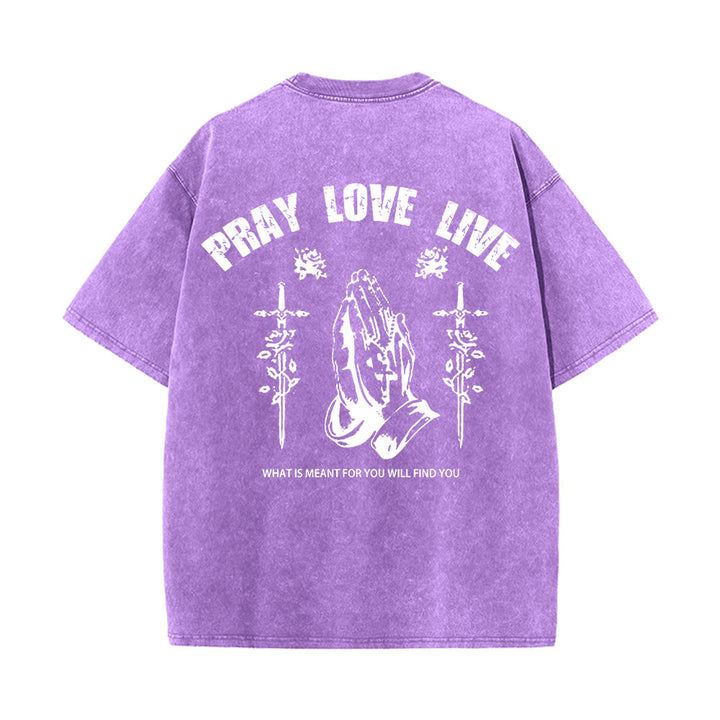 Christianartworkshop T-shirt unisexe lavé « Si Dieu le veut, priez, aimez, vivez » - image 22