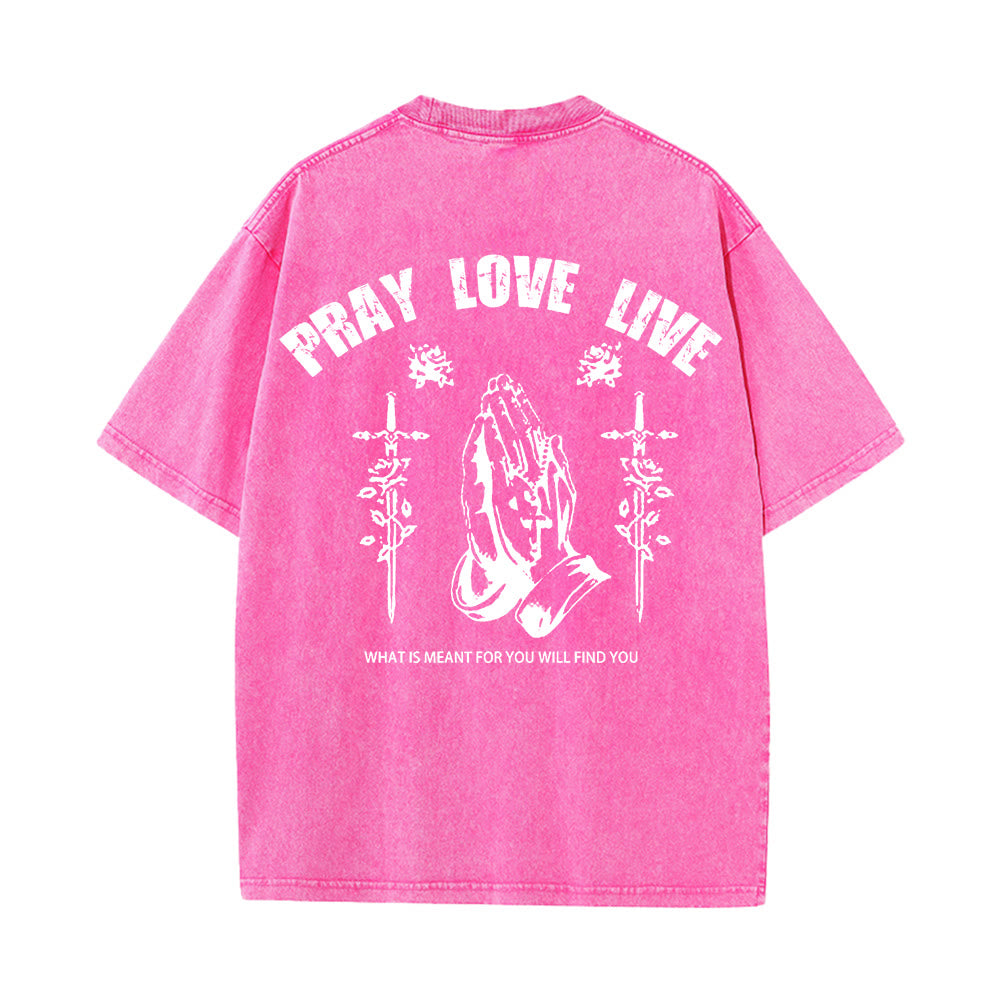 Christianartworkshop T-shirt unisexe lavé « Si Dieu le veut, priez, aimez, vivez » - image 25