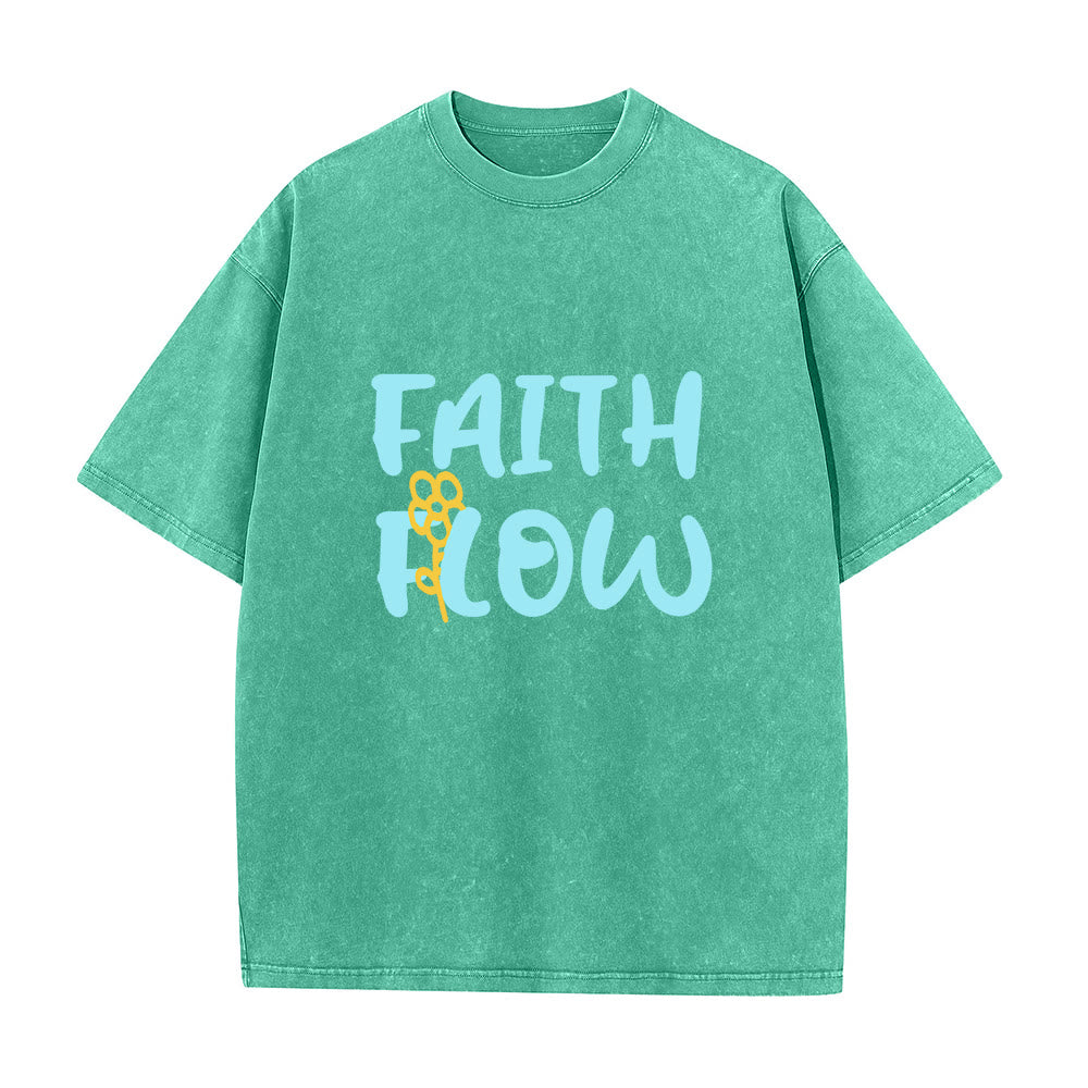 Christianartworkshop T-shirt unisexe délavé Faith Flow Floral - Vert - 5XL - image 3