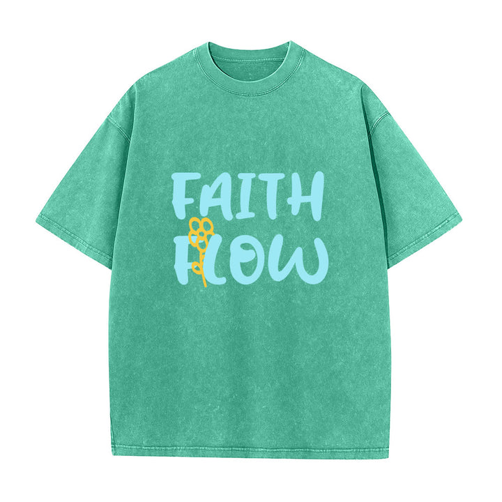 Christianartworkshop T-shirt unisexe délavé Faith Flow Floral - Vert - 5XL - image 3