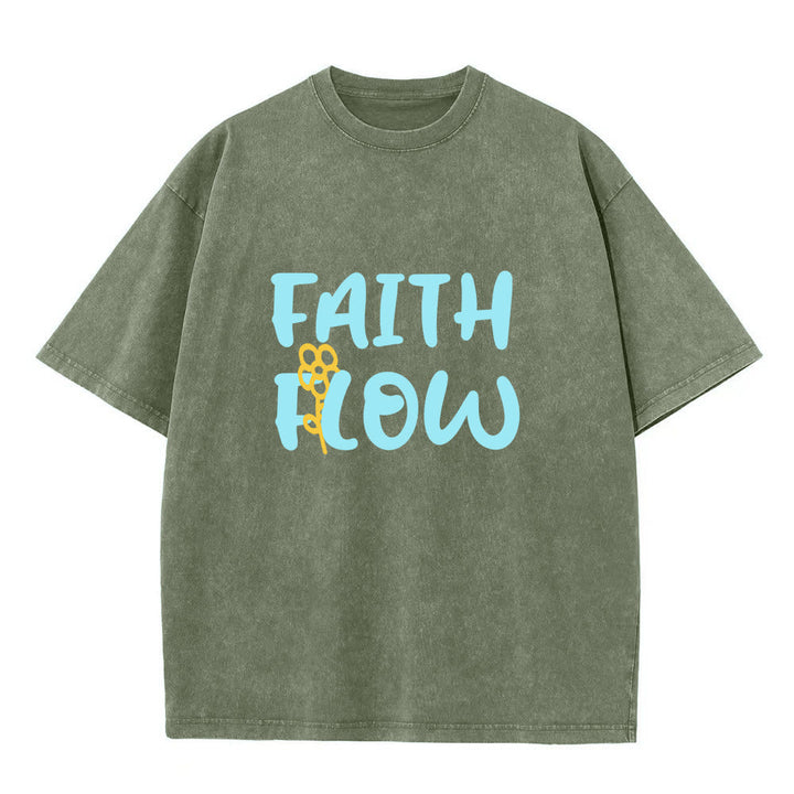 Christianartworkshop T-shirt unisexe délavé Faith Flow Floral - Vert armée - 5XL - image 4
