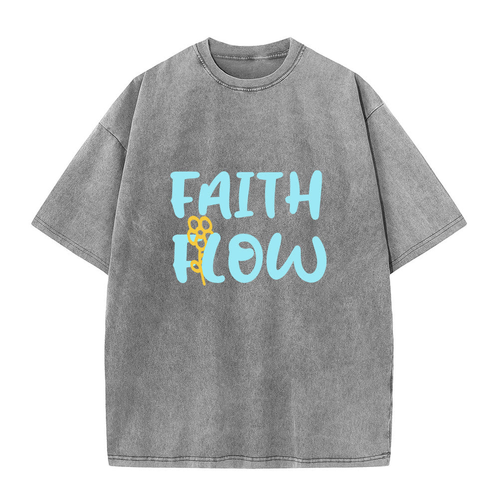 Christianartworkshop T-shirt unisexe délavé Faith Flow Floral - Gris - 5XL - image 2