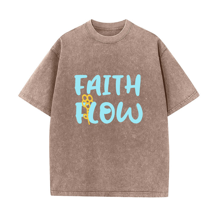 Christianartworkshop T-shirt unisexe délavé Faith Flow Floral - Brun - 5XL - image 5