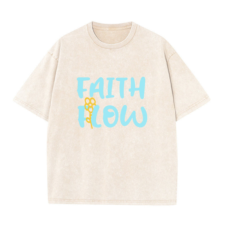 Christianartworkshop T-shirt unisexe délavé Faith Flow Floral - Beige - 5XL - image 6