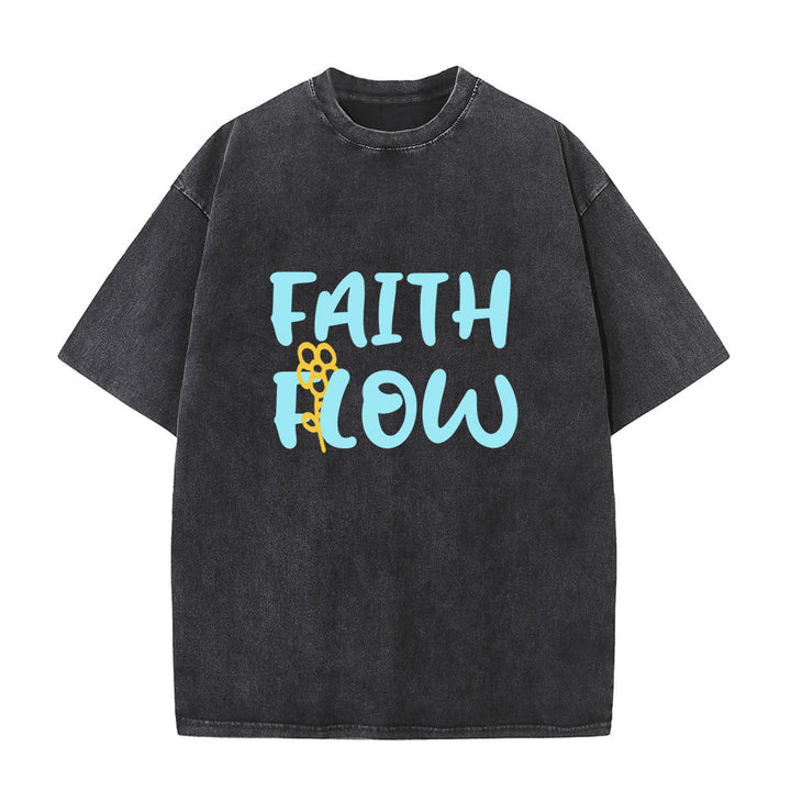 Christianartworkshop T-shirt unisexe délavé Faith Flow Floral - Noir - 5XL - image 1
