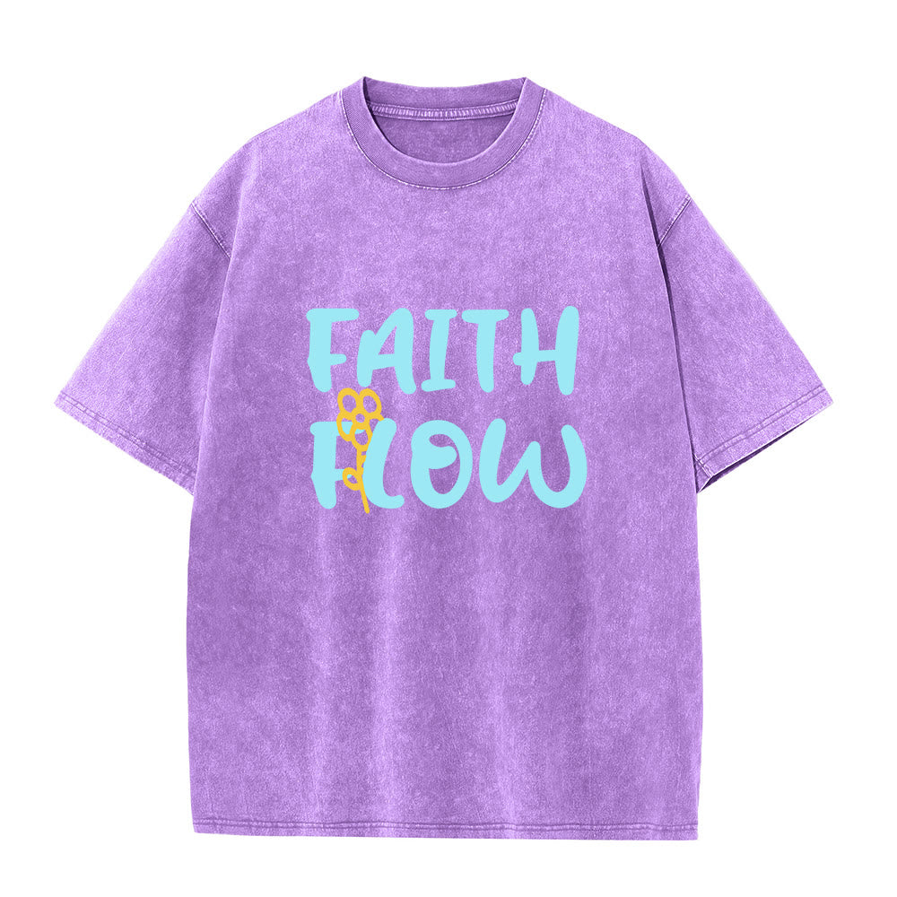 Christianartworkshop T-shirt unisexe délavé Faith Flow Floral - Violet - 5XL - image 0