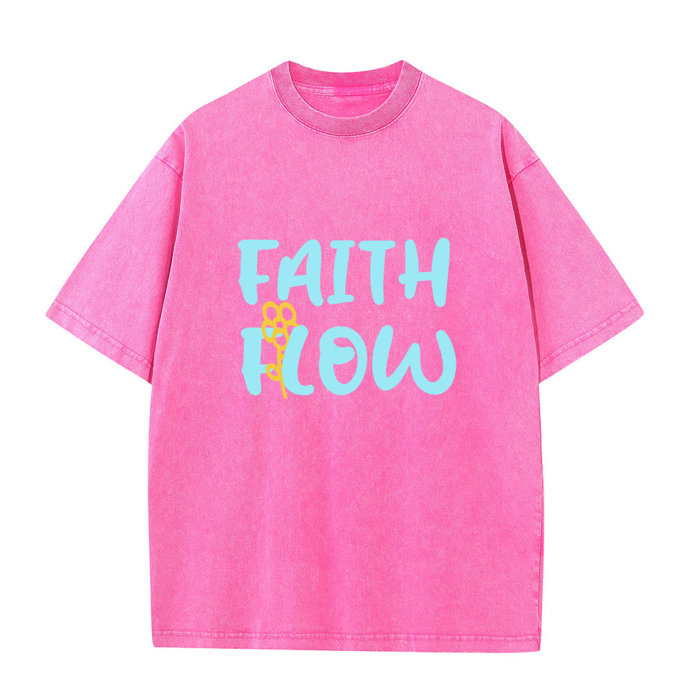 Christianartworkshop T-shirt unisexe délavé Faith Flow Floral - Rose - 5XL - image 8