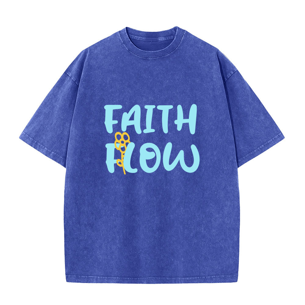 Christianartworkshop T-shirt unisexe délavé Faith Flow Floral - Bleu - 5XL - image 7