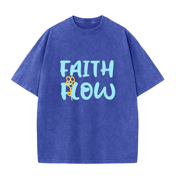 Christianartworkshop T-shirt unisexe délavé Faith Flow Floral - Bleu - 5XL - image 7