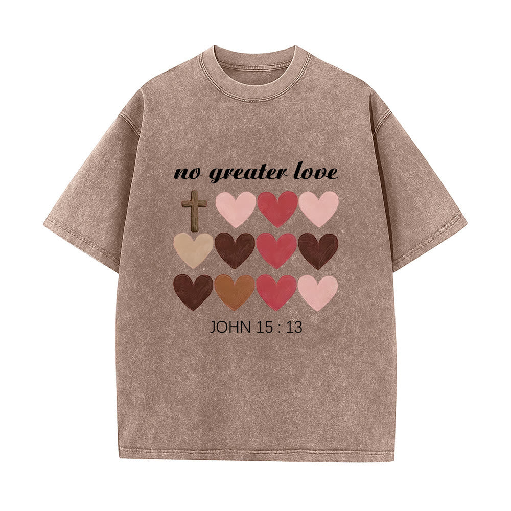 Christianartworkshop T-shirt unisexe délavé « Pas de plus grand amour » Jean 15:13, motif cœurs croisés - Brun - 5XL - image 5