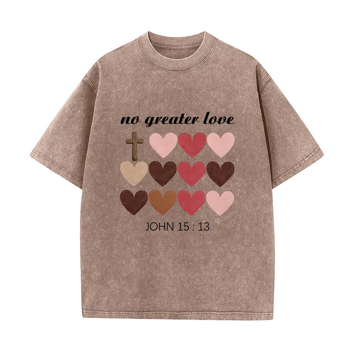 Christianartworkshop T-shirt unisexe délavé « Pas de plus grand amour » Jean 15:13, motif cœurs croisés - Brun - 5XL - image 5