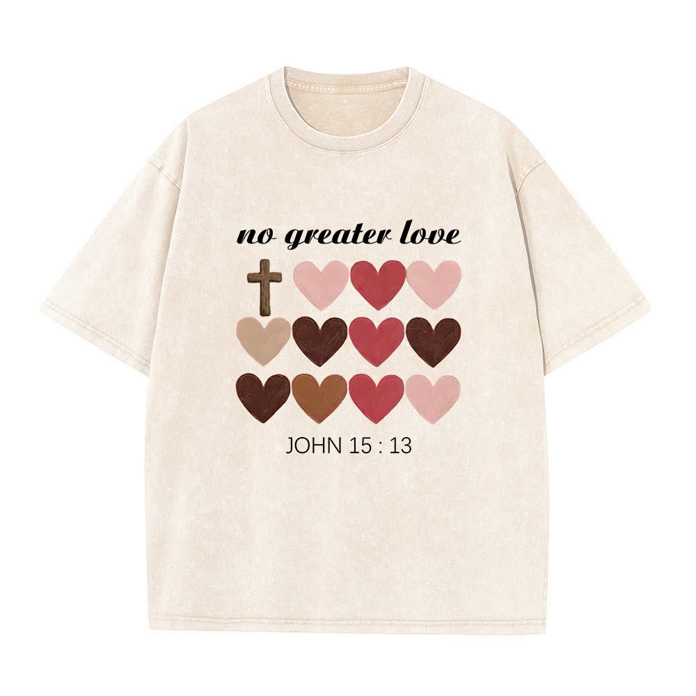 Christianartworkshop T-shirt unisexe délavé « Pas de plus grand amour » Jean 15:13, motif cœurs croisés - Beige - 5XL - image 6