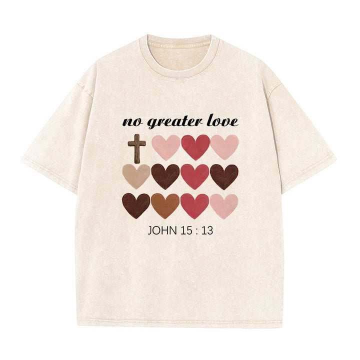 Christianartworkshop T-shirt unisexe délavé « Pas de plus grand amour » Jean 15:13, motif cœurs croisés - Beige - 5XL - image 6