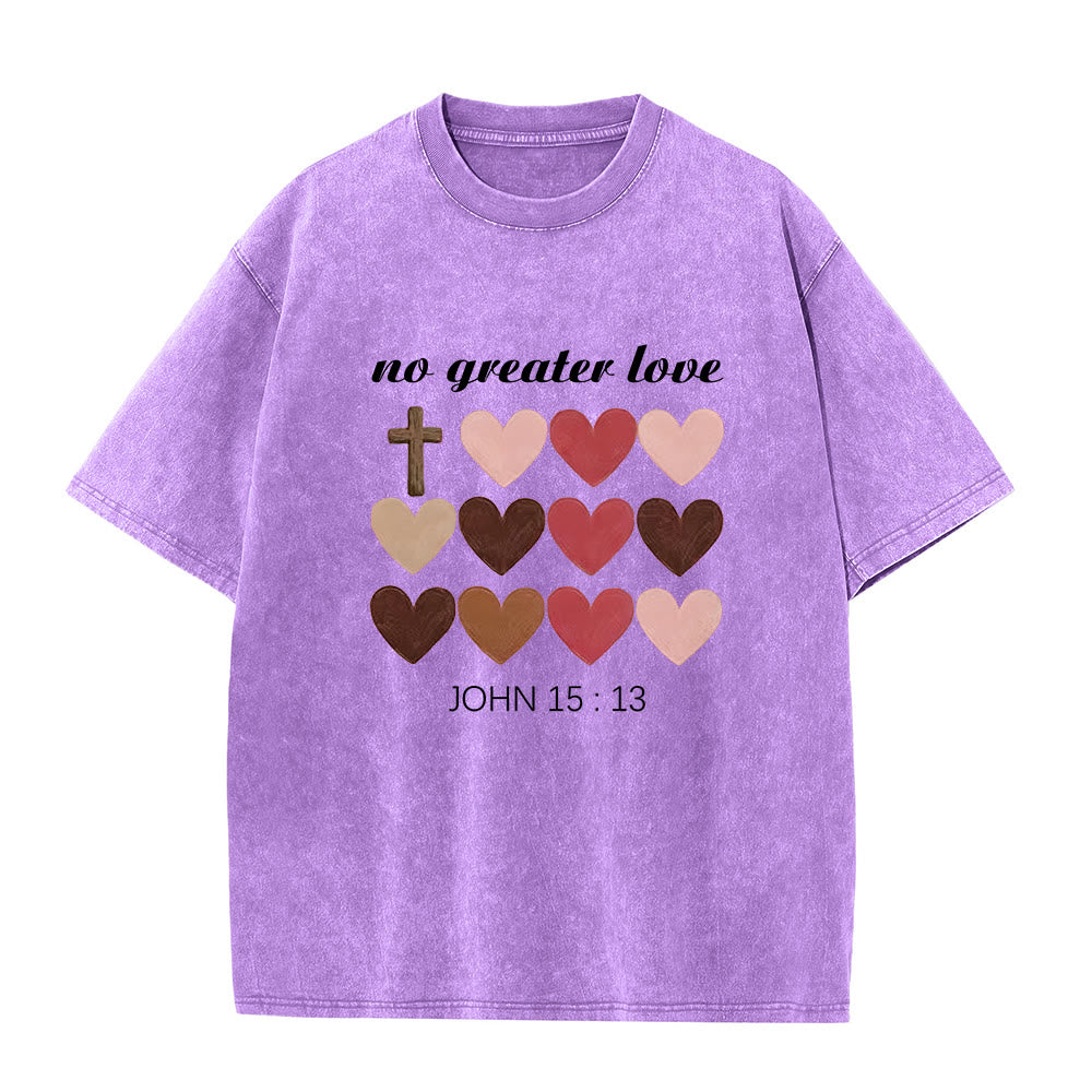 Christianartworkshop T-shirt unisexe délavé « Pas de plus grand amour » Jean 15:13, motif cœurs croisés - Violet - 5XL - image 8