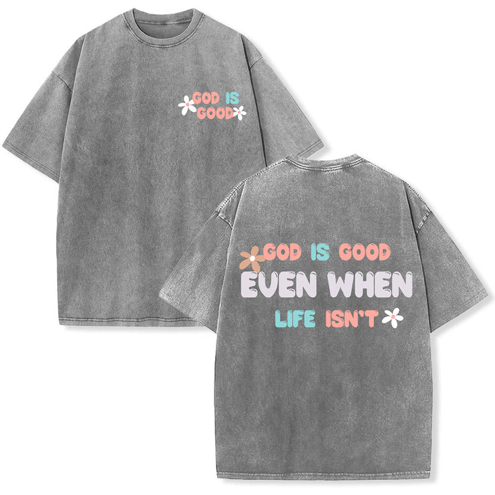 Christianartworkshop T-shirt unisexe délavé « Dieu est bon même quand la vie ne l'est pas » - Gris - 5XL - image 6
