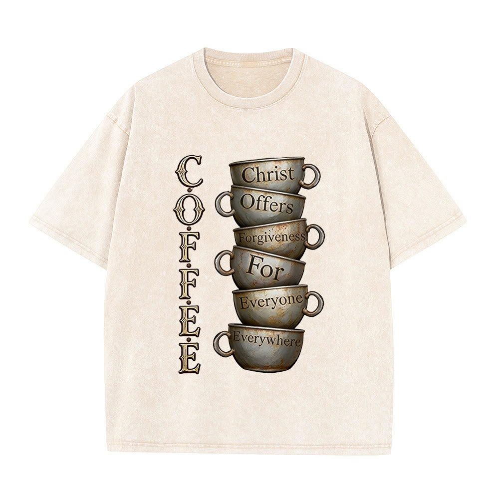 Christianartworkshop T-shirt unisexe délavé COFFEE Christ offre le pardon - Beige - 5XL - image 5