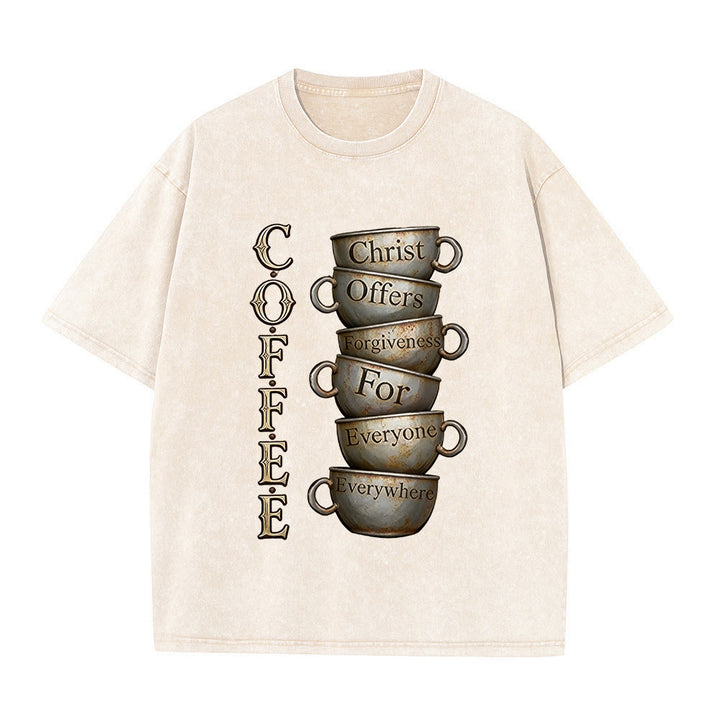 Christianartworkshop T-shirt unisexe délavé COFFEE Christ offre le pardon - Beige - 5XL - image 5