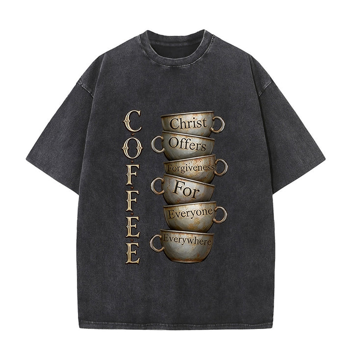 Christianartworkshop T-shirt unisexe délavé COFFEE Christ offre le pardon - Noir - 5XL - image 1