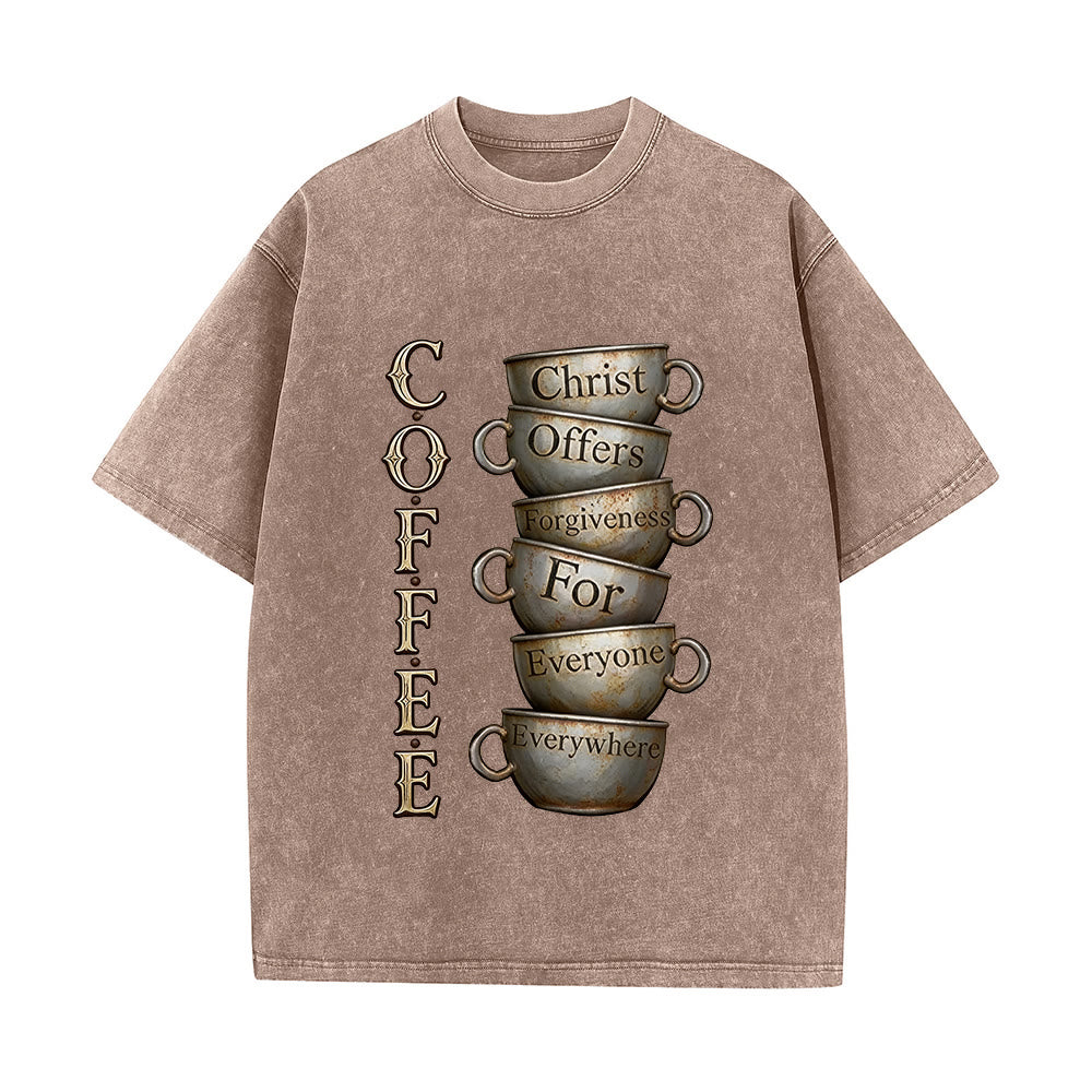 Christianartworkshop T-shirt unisexe délavé COFFEE Christ offre le pardon - Brun - 5XL - image 0