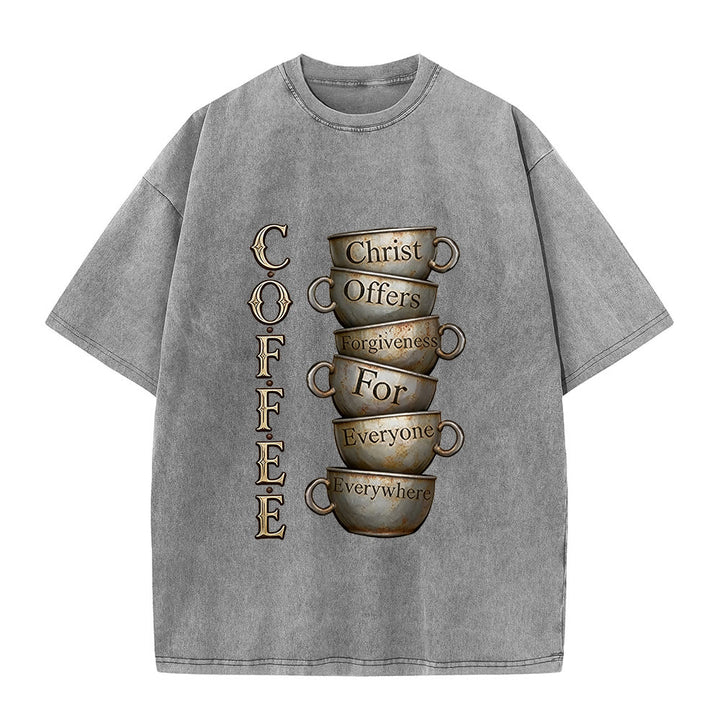 Christianartworkshop T-shirt unisexe délavé COFFEE Christ offre le pardon - Gris - 5XL - image 2