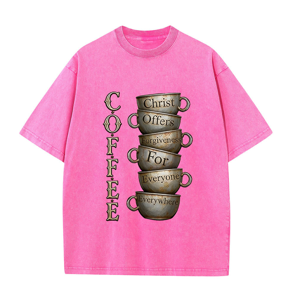 Christianartworkshop T-shirt unisexe délavé COFFEE Christ offre le pardon - Rose - 5XL - image 8