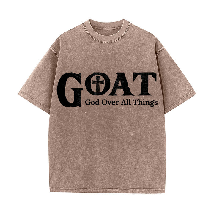 Christianartworkshop T-shirt unisexe délavé GOAT God Over All Things - Brun - 5XL - image 4