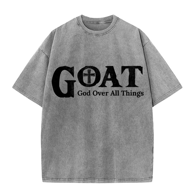 Christianartworkshop T-shirt unisexe délavé GOAT God Over All Things - Gris - 5XL - image 1