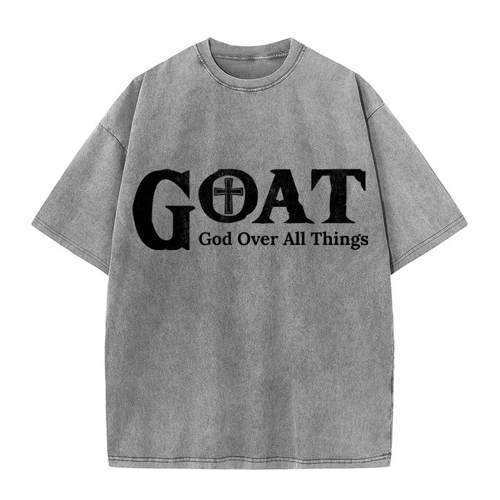 Christianartworkshop T-shirt unisexe délavé GOAT God Over All Things - Gris - 5XL - image 1